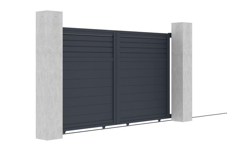 Schiebetor 3m CARPATIA H.180cm graues Aluminium + 2 Pfosten 20x20cm H.190cm