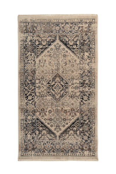 Kurzflor Teppich Folake Blau Used-Look, Orientalisch 80 x 150 cm