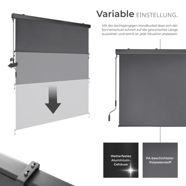 Senkrechtmarkise tectake Eloise inkl. Wandhaltern verschiedene Größen schwarz