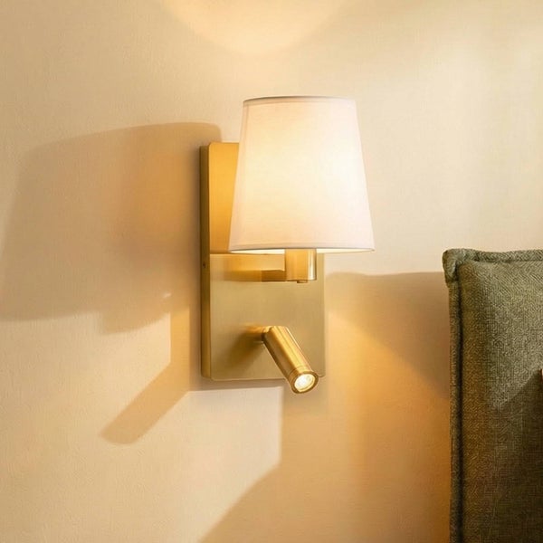 Wandleuchte mit Leselampe und Lampenschirm