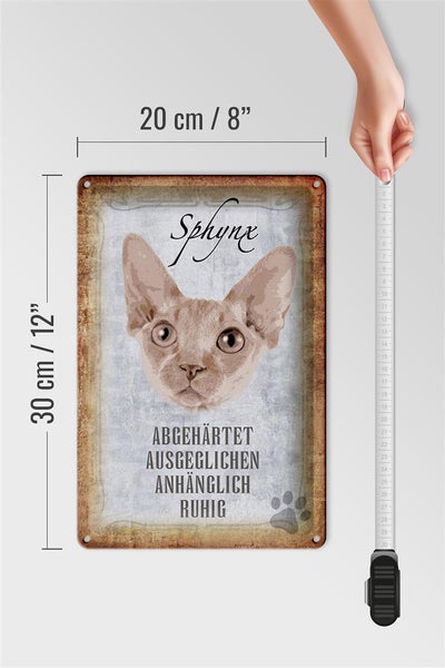 Blechschild Spruch 20x30cm Sphynx Katze Schild deko