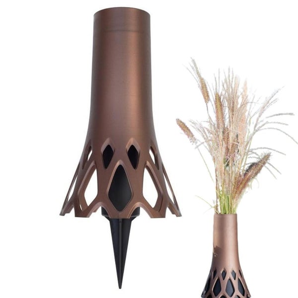 Grabvase Roseta mit Erdspieß bronze 1,3 L