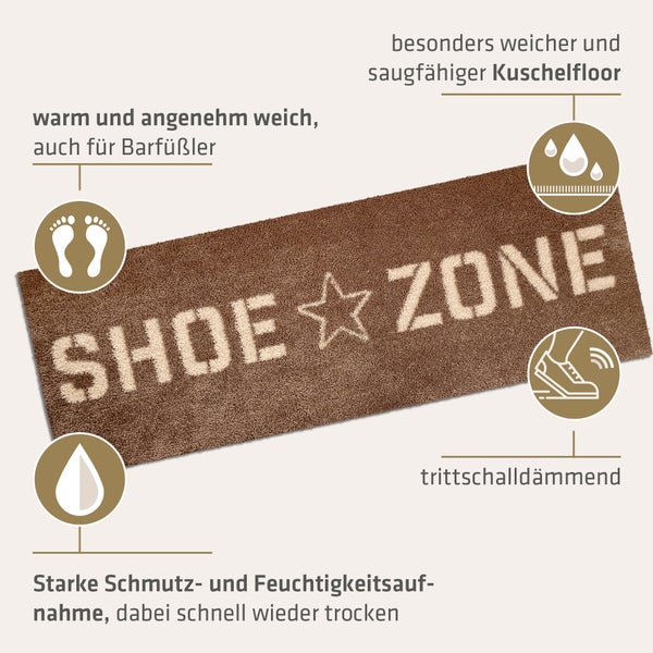 Akzente Feel Badematte mit Motiv in Braun Fußmatte 35 x 100 cm, rutschfest, saugfähig