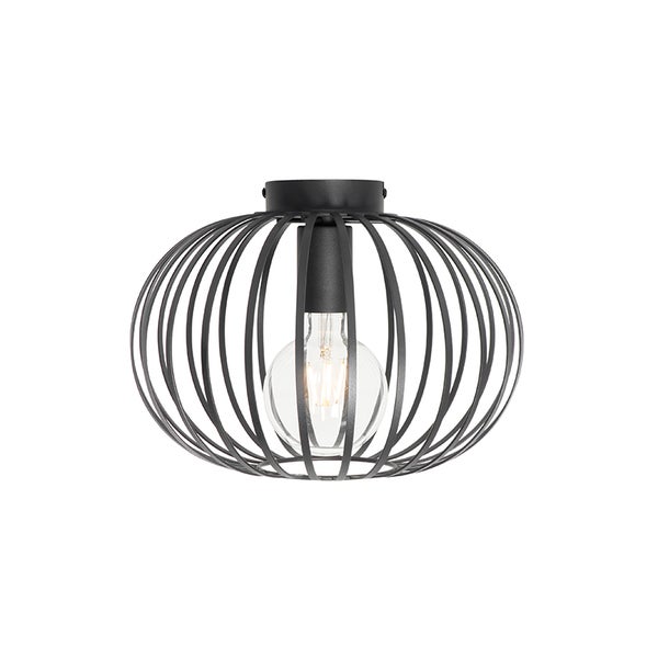 Deckenleuchte mit Metallkäfig und Glühbirne