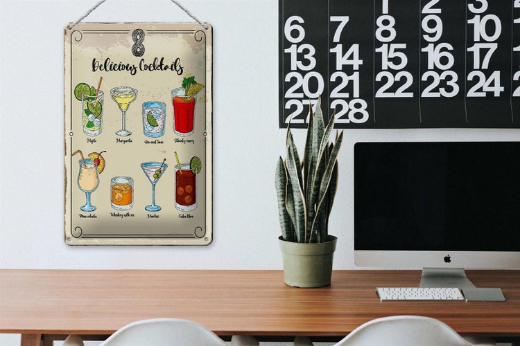 Blechschild Spruch Cocktails Mojito Martini Margarita 20x30cm