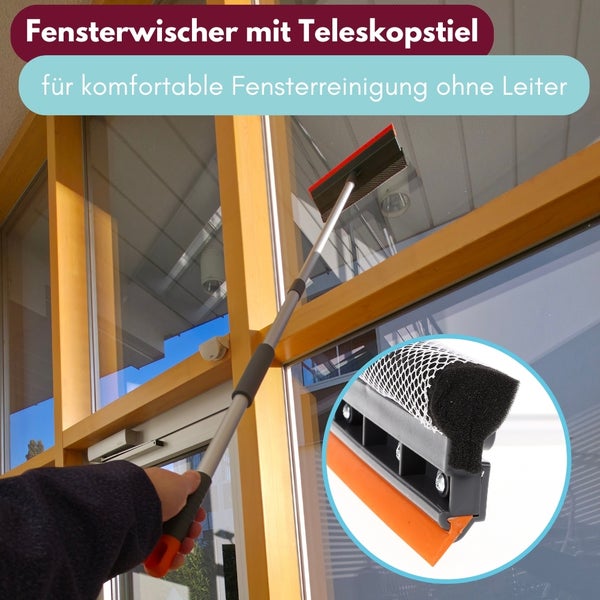 Fensterwischer mit Teleskopstiel für komfortable Fensterreinigung ohne Leiter