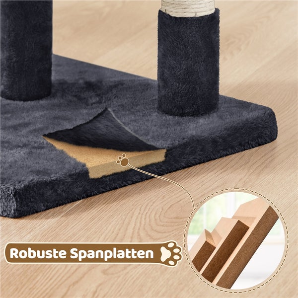 Detailansicht des Katzenkratzbaums mit robusten Spanplatten
