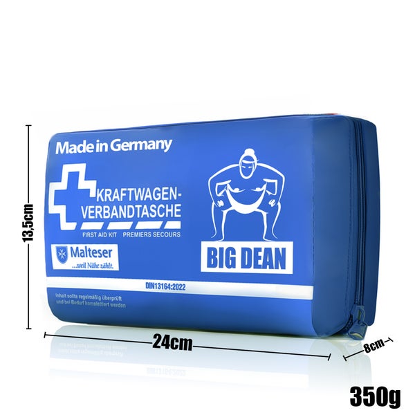 BigDean 2x Verbandskasten MADE IN GERMANY in blau – Verbandstasche nach DIN 13164:2022 - Erste Hilfe Set für das Auto europaweit einsetzbar – KFZ Verbandskasten 2024