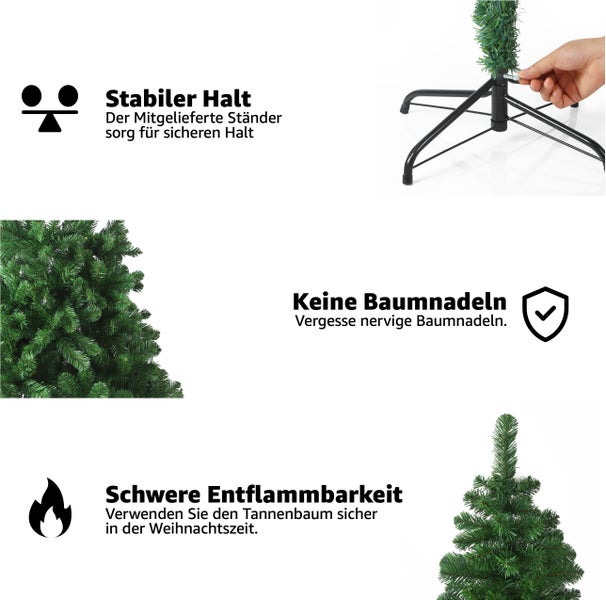 Produktmerkmale: Stabiler Standfuß, keine fallenden Nadeln, schwer entflammbar