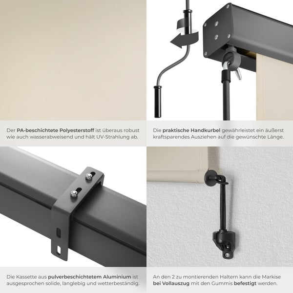 Senkrechtmarkise tectake Eloise inkl. Wandhaltern verschiedene Größen beige