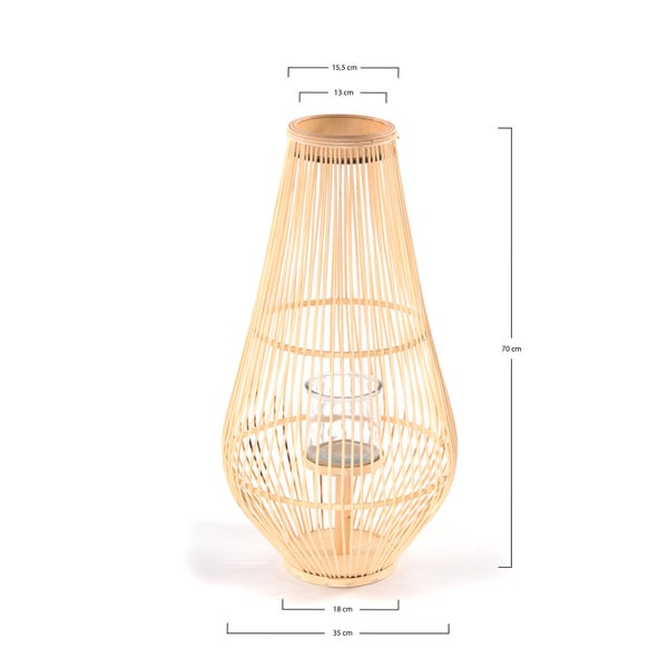 Laterne  FINN 70 Bambus, mit Windlicht-Glaseinsatz naturfarben