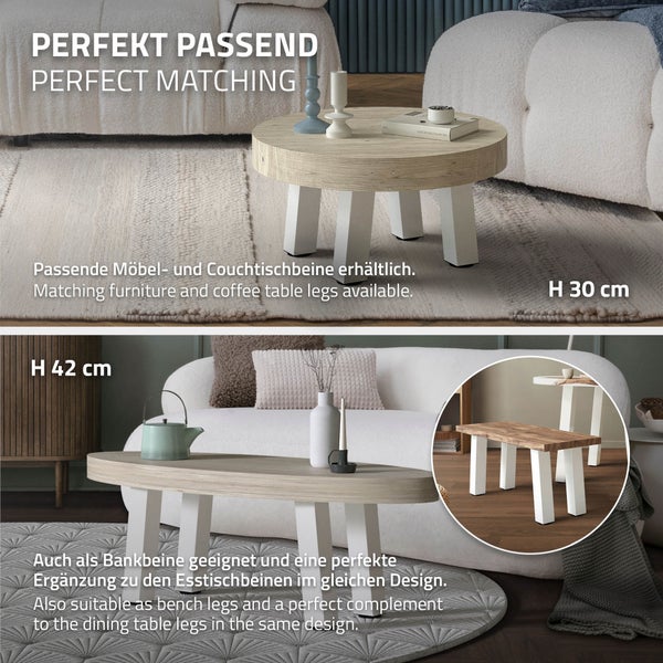 ML-Design 4er Set Tischbeine schräg 72 cm, Weiß glänzend, aus pulverbeschichtetem Stahl, eckig, Profil 8x8 cm, I-Form, Möbelfüße Metall 96° Neigung, Tischfüße Möbelbeine für Esstisch & Schreibtisch