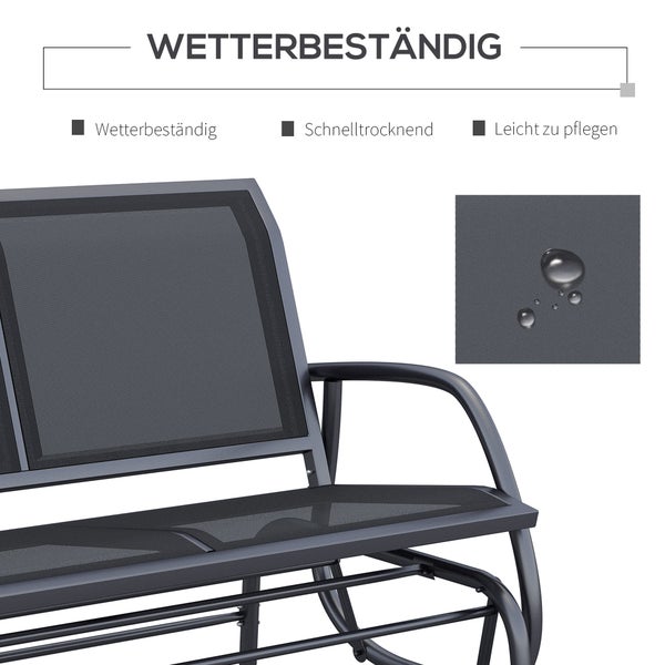 Outsunny Schaukelstuhl, 120L x 70B x 88H cm, Metall, Texteline-Gewebe, schwarz