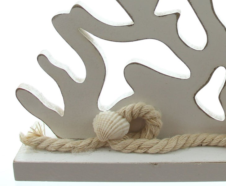FRANK FLECHTWAREN | Holzdeko Koralle, 25,5 x 5 x 25 cm, HOLZ, MDF, MUSCHELN,