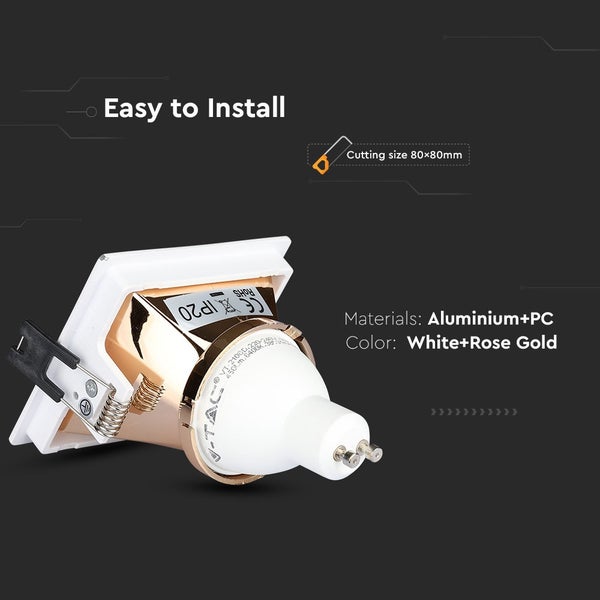 V-TAC VT-875-WR - LED-Strahler - Einbauleuchte - GU10 - IP20 - Weiß+Rose Gold - Modell Nr: -