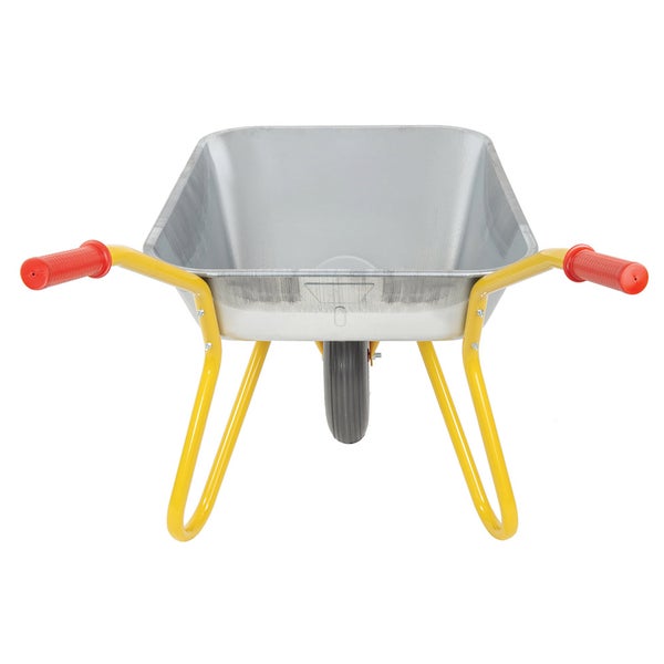 Profi Schubkarre Ravendo BD 1002 – 100 L Metallmulde, 150 kg Tragkraft, pannensicheres PU-Rad mit Kugellager, gelb