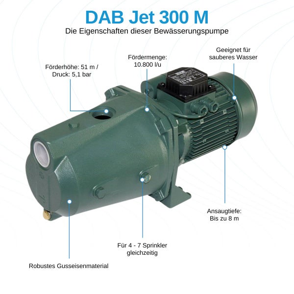 DAB Jet 300 M Gartenpumpe aus Gusseisen für Bewässerung