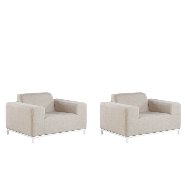 Gartensessel 2er Set ROVIGO Stoff Beige