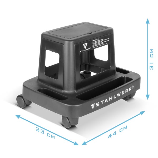 STAHLWERK Montagetritt mit Rollen, Abmessungen 31 x 44 x 33 cm
