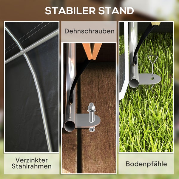 Outsunny Gerätehaus für Fahrräder, wasserdicht Gerätezelt mit Tür, Anti-Staub-Fahrradabdeckung, Unterstand, Foliengerätehaus Fahrradschuppen Fahradgarage für Garten 300x600x230 cm, Dunkelgrau