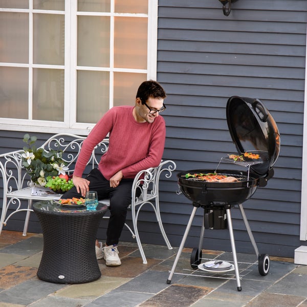 Outsunny Holzkohlegrill, Grillwagen, 110L x 50B x 100H cm, Metall, Schwarz