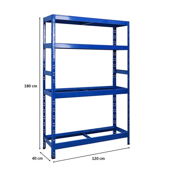 PROREGAL Reifenregal Tiger HxBxT 180 x 120 x 40 cm Bis Zu 12 Reifen auf 2 Ebene Und 2 Ablagen Blau