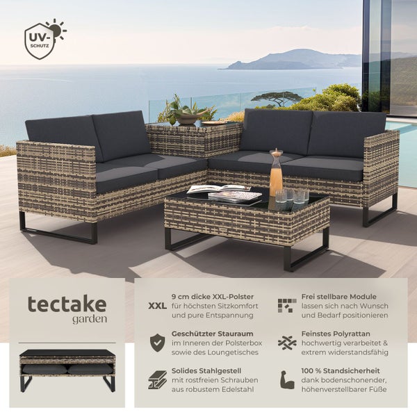 Rattan Lounge Set mit UV-Schutz und Stahlgestell für den Garten
