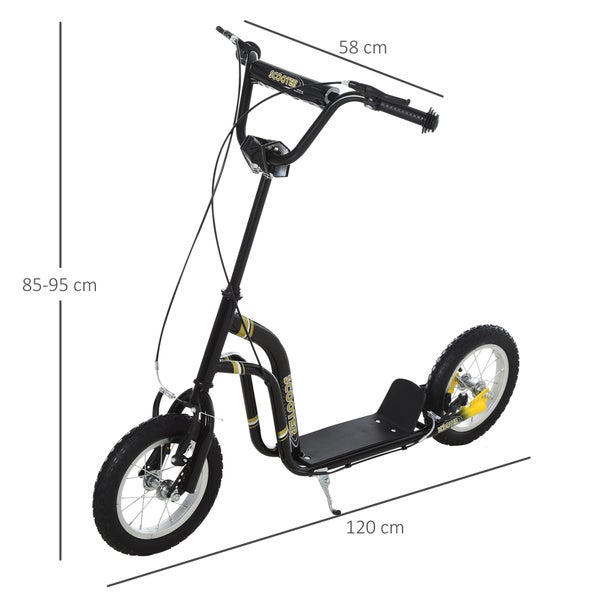 HOMCOM Kinderroller, 120L x 58B x 85-95H cm, Stahl, Aluminium, Gummi, Schwarz