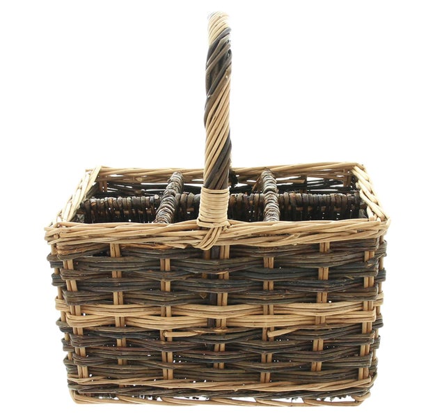FRANK FLECHTWAREN | Flaschenkorb Natur, für 6 Flaschen, 34 x 24 x 20 cm, GH 38 cm, WEIDE