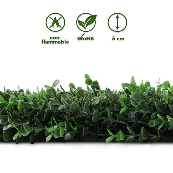 FLOORDIREKT Pflanzenwand - Buxus - Kunstpflanzenwand zur Dekoration - 50 x 50 cm