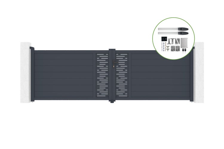 Flügeltor 4m ARLBERG H.120cm Aluminium + HICKER B200 Motorisierung