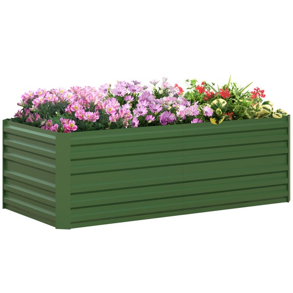 Outsunny Hochbeet aus Stahl, Pflanzbeet Frühbeet Gartenbeet Blumenkasten steckbar, Pflanzkasten Pflanzkübel 180x90x60cm für Garten Balkon Terrasse, Gemüsebeet für Blumen, Pflanzen, Obst