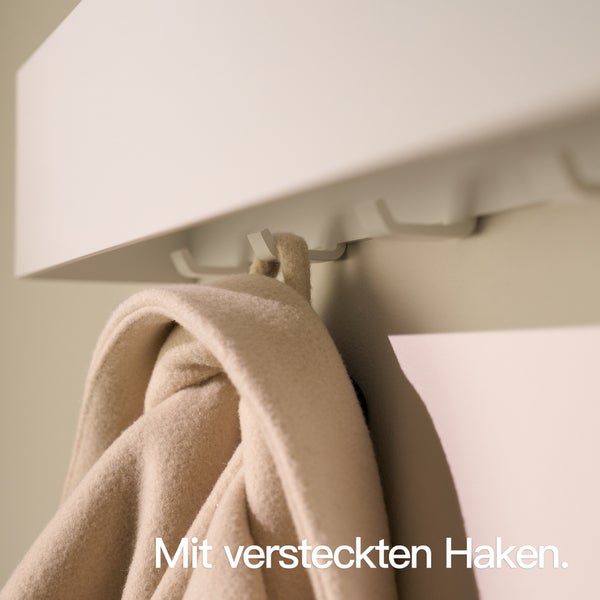 Designfabrik Hamburg Garderobe mit versteckten Haken  |  Wandgarderobe Weiß 80 cm