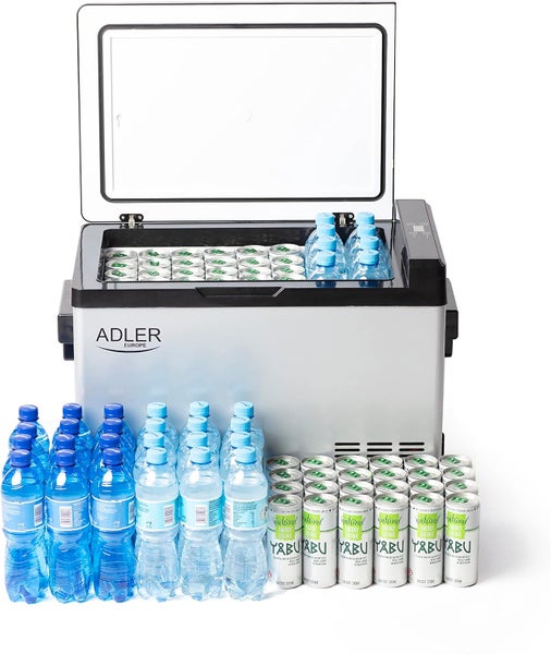 JUNG ADLER AD8081 Mini Kühlschrank/Gefrierfach klein, 40L, Kompressor Kühlbox, Gefrierschrank Minikühlschrank, 2 Anschlüsse (Zigarettenanzünder & Steckdose) LCD Display