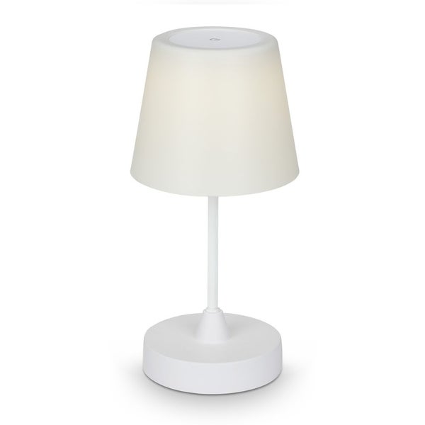 BRILONER CAMPI LED Tischlampe kabellos, IP44 Spritzwasserschutz, Touchfunktion, in Stufen dimmbar, Neutralweißes Licht, weiß, 14,5 x 30 cm