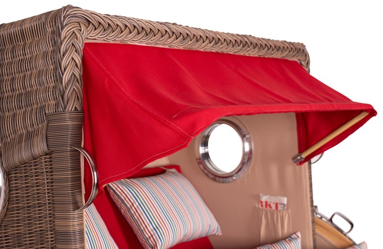 Strandkorb Westerland Teak Bullauge PE grey Dessin 585