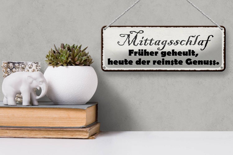 Blechschild Spruch 27x10cm Mittagsschlaf früher geheult Dekoration