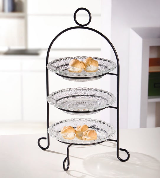 FRANK FLECHTWAREN | Etagere, 4tlg., METALL, Ø 29 x 45 cm, Teller Ø 20 cm