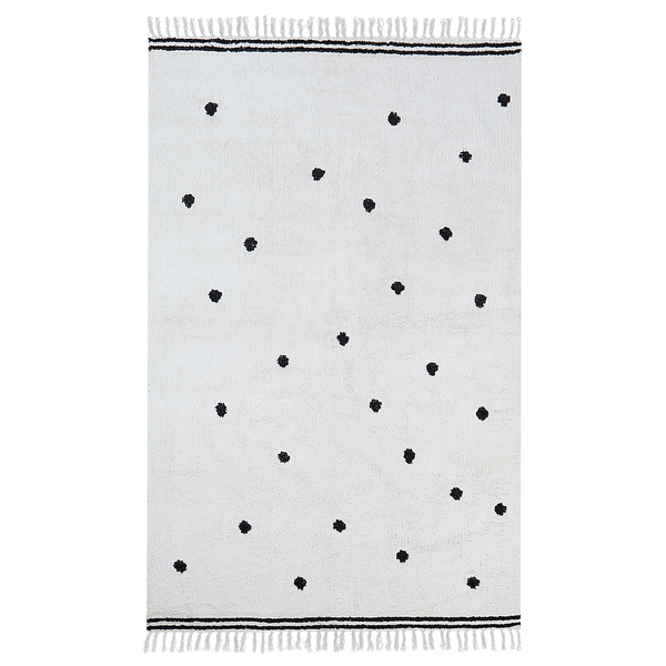 Kinderteppich LAZA Cremeweiß 140 x 200 cm Baumwolle