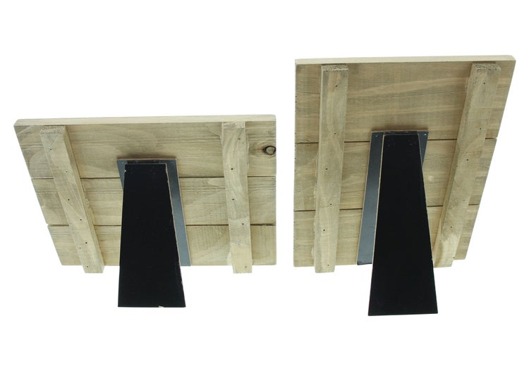 FRANK FLECHTWAREN | Fotohalter Wood, 2er Set, HOLZ, METALL, 20 x 3,5 x 14,5 cm, 23 x 3,5 x 18 cm