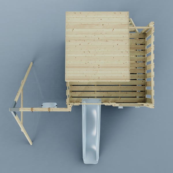 OutdoorToys Spielturm Alma aus Holz in Blau Kinderschaukel