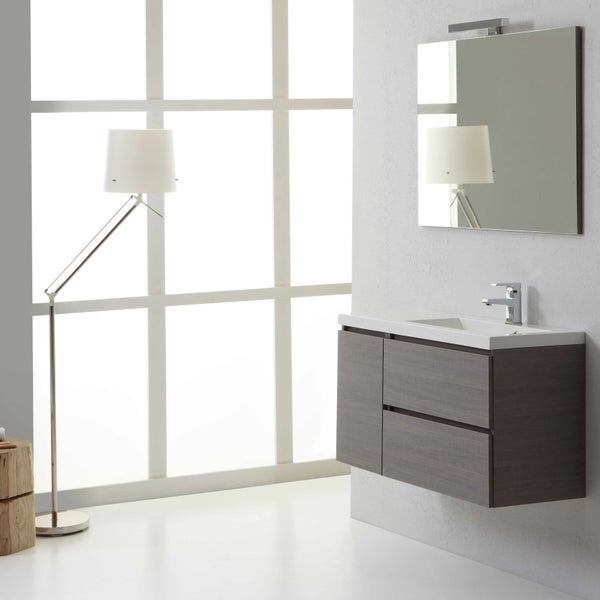 Badmöbel Set 90 cm mit Schubladen und Waschbecken rechts, und Tür links| Manhattan