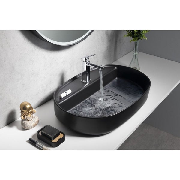 Isvea Waschbecken Oval Aufsatzwaschbecken Badezimmer Schwarz