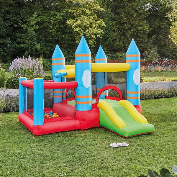 Home Deluxe - Aufblasbare Hüpfburg FABI - 270 x 295 x 210 cm - inkl. Gebläse und Zubehör, UV-Beständig I Spielburg Springburg Hüpfschloss