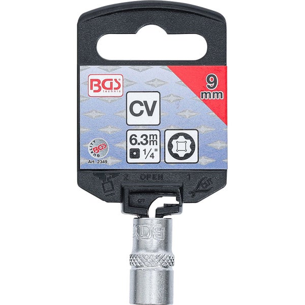 BGS Steckschlüssel-Einsatz Super Lock Antrieb Innenvierkant 6,3 mm (1/4) SW 9 mm - 2349