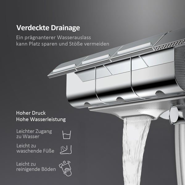 EMKE Duschsystem mit Thermostat Duschset Duschsäuleset mit Brausestange, Handbrause mit 3 Strahlstärken, Regendusche, Chrom