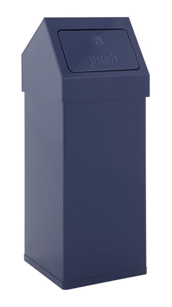 PROREGAL Eckiger AlumInium Abfallbehälter Haiti Mit Push Deckel 55 Liter HxBxT 77 x 30 x 30 cm Blau