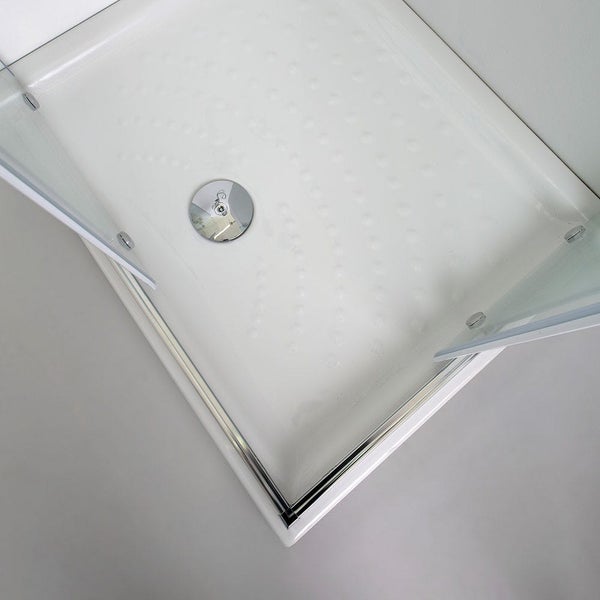 Eckdusche aus Klarglas und Duschwanne aus Keramik, 80x100 cm | Giada