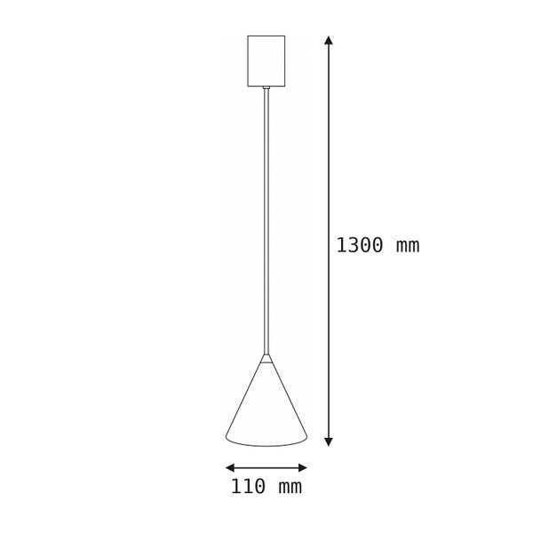 Maßzeichnung einer Pendelleuchte mit einer Gesamthöhe von 1300 Millimetern und einem Durchmesser von 110 Millimetern.