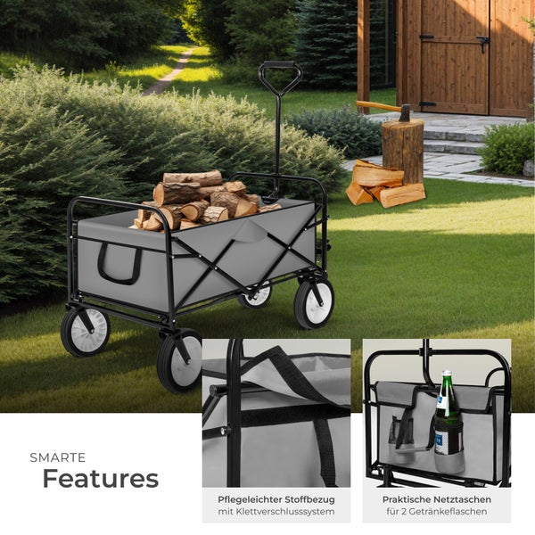 Bollerwagen tectake  Belastbarkeit 80 kg faltbar grau